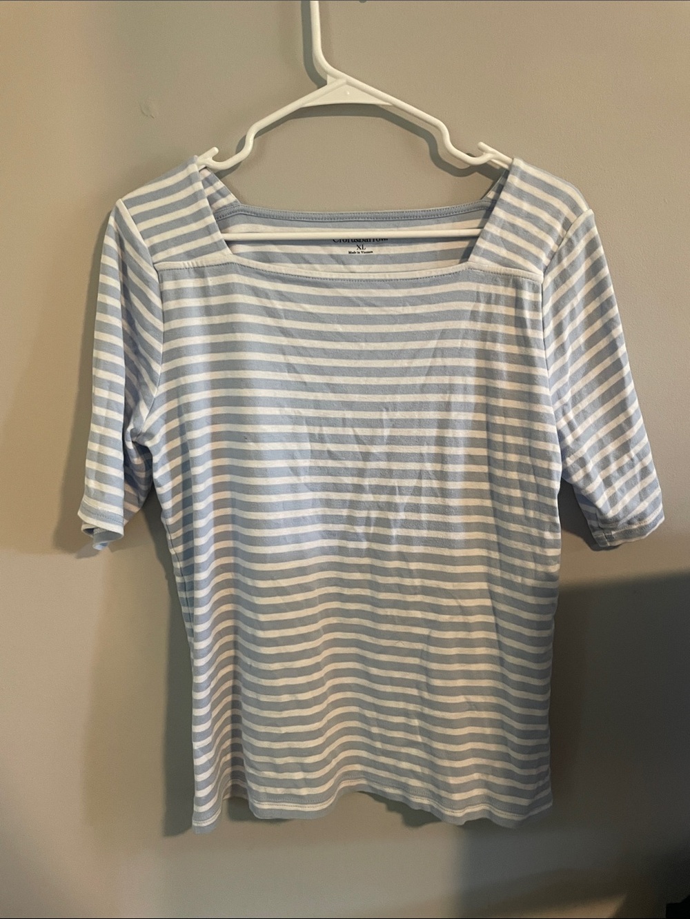 croft & barrow Light Blue and White Striped Top